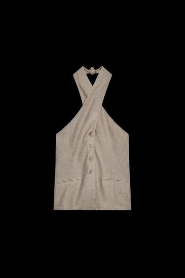 HALTER-TOP IN WESTENFORM AUS 100 % LEINEN ZW COLLECTION - Nerzfarben von Zara