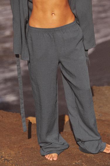PANTALON STYLE PYJAMA - bleu pétrole délavé de Zara - Image 1