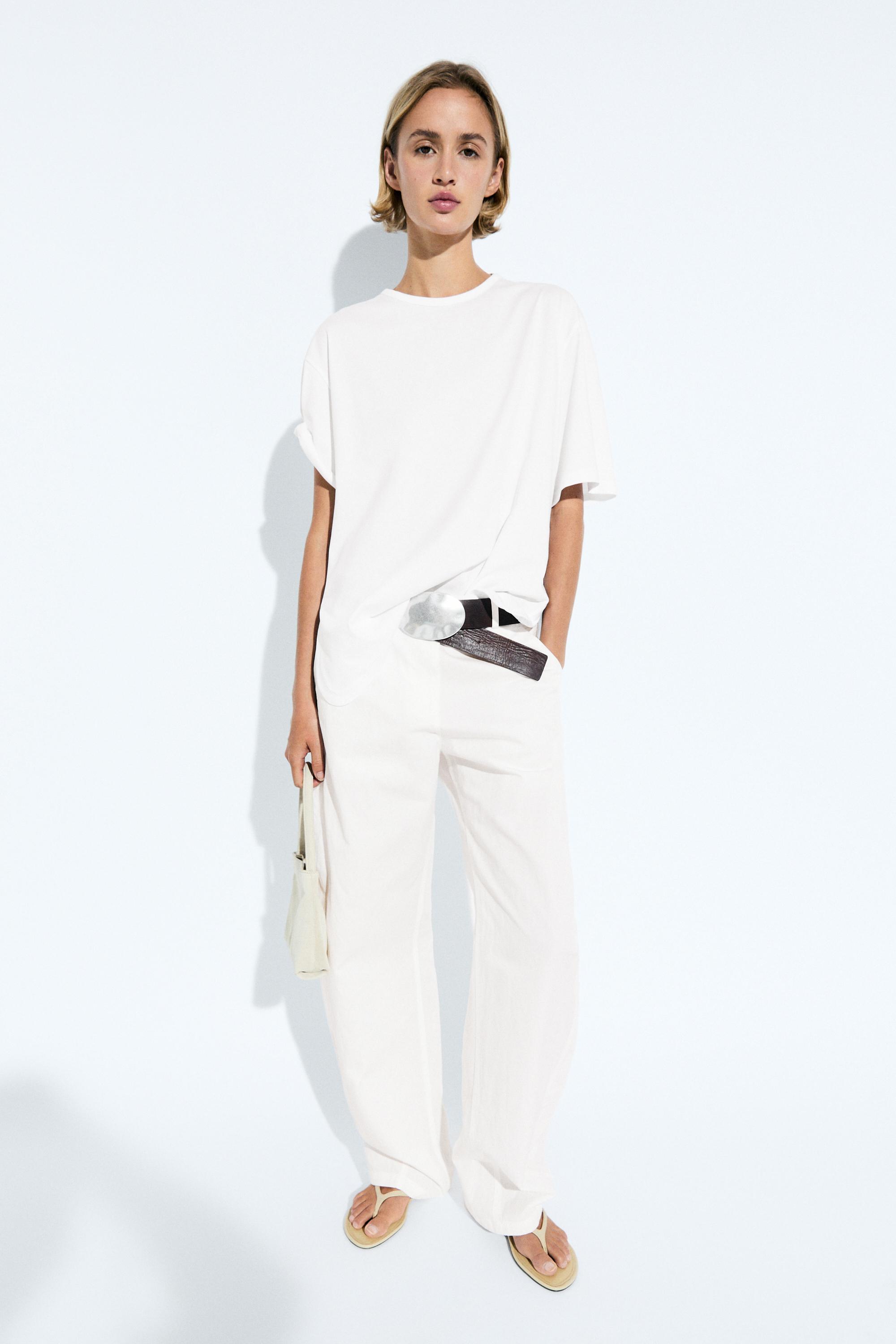 Flowing 100% cotton T-shirt - White | ZARA United States