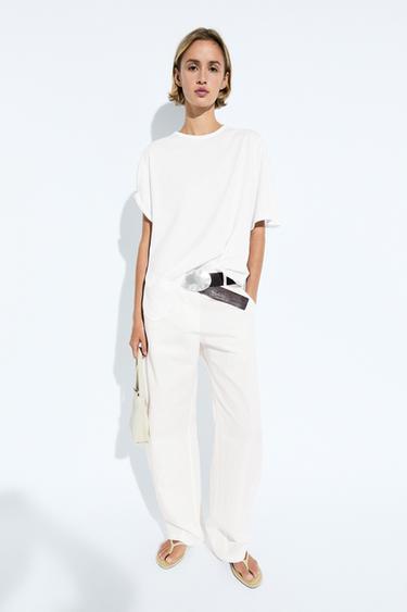 T-shirt fluide 100 % coton - Blanc de Zara - Image 0