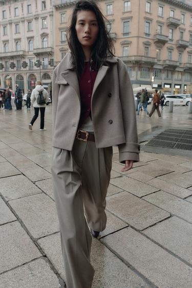 VESTE À COL MONTANT - Marron clair de Zara - Image 1