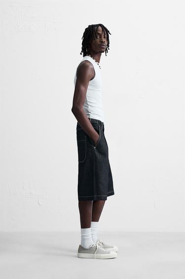 BELTED BAGGY FIT DENIM BERMUDA SHORTS - Blue by Zara - Image 3