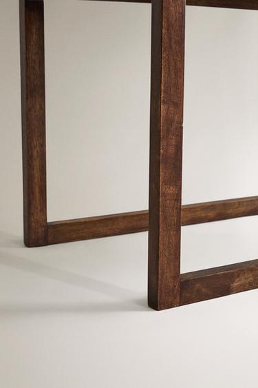 LARGE WOOD AND LEATHER SIDE TABLE - Dark brown by Zara - Image 4
