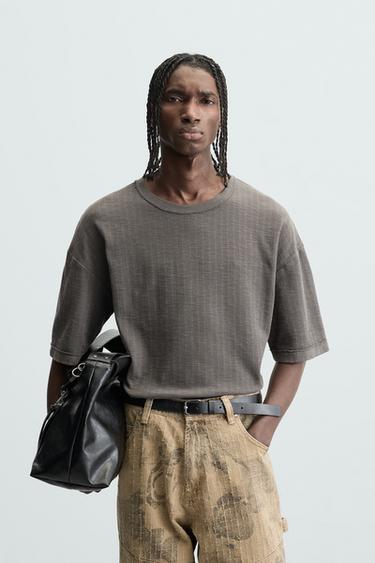 CAMISETA LAVADA ESTRUCTURA PUNTO - Gris de Zara