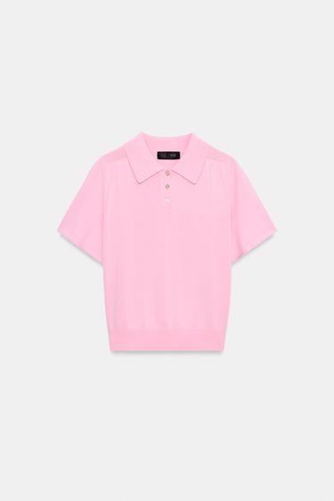POLO EN MAILLE À MANCHES COURTES - Rose moyen de Zara - Image 5