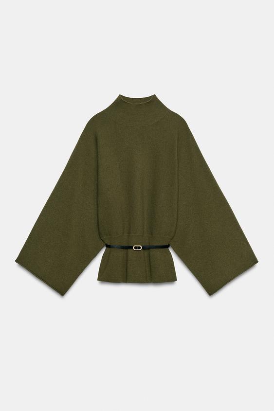BELTED KNIT JUMPER - Khaki by Zara - Image 5