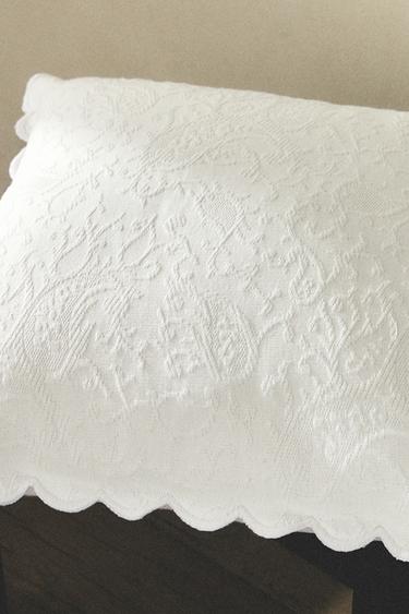 CAPA DE ALMOFADA COM ESTAMPADO FLORAL E ONDAS - Branco da Zara