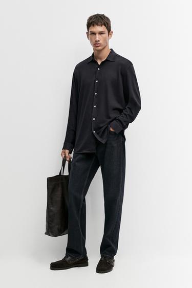 Camisa strech slim fit con algodón - Azul de Zara - Imagen 0