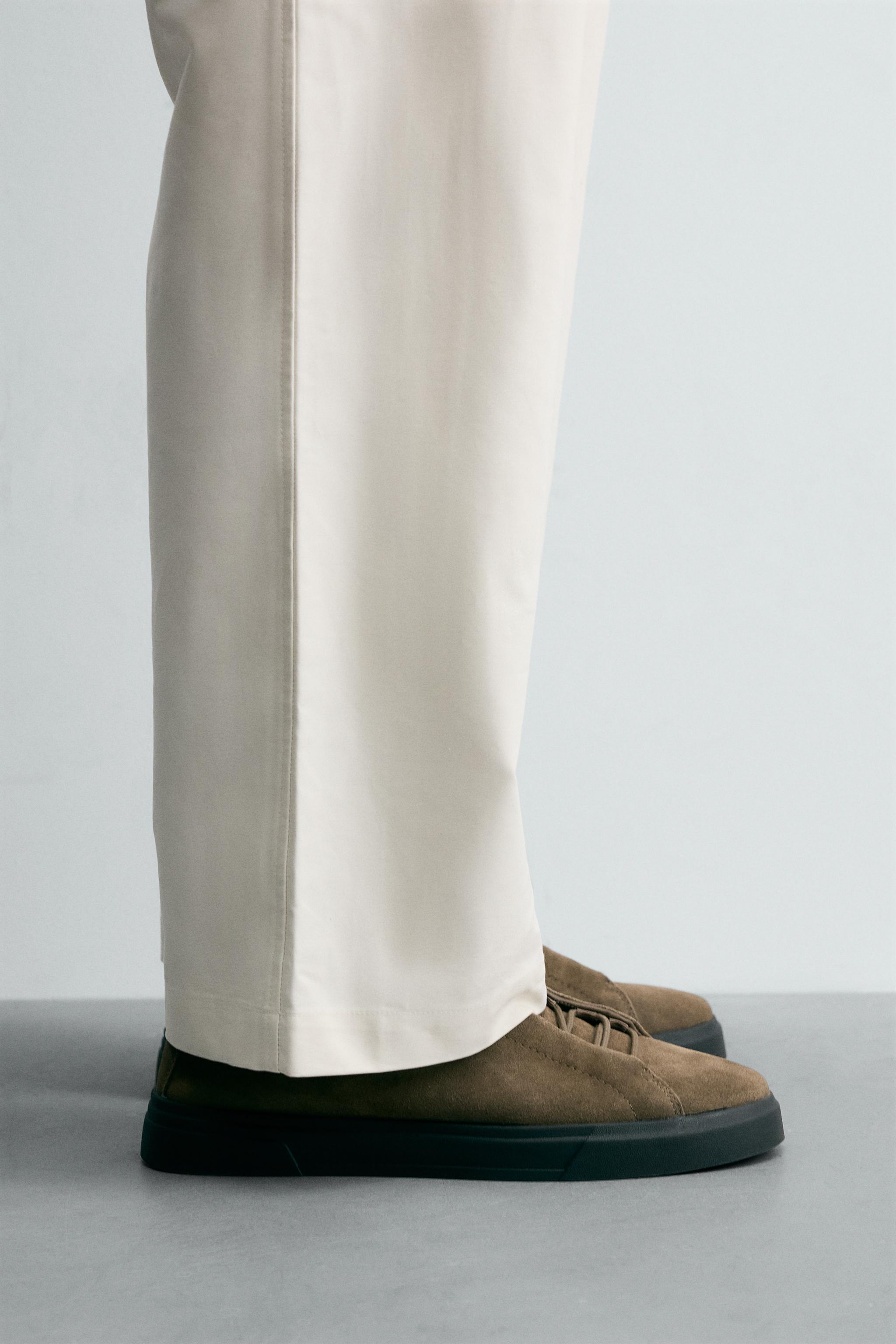 LEATHER SNEAKERS - Taupe Gray | ZARA United States