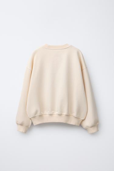 SWEAT BRODÉ AVEC LACET - Écru de Zara - Image 1