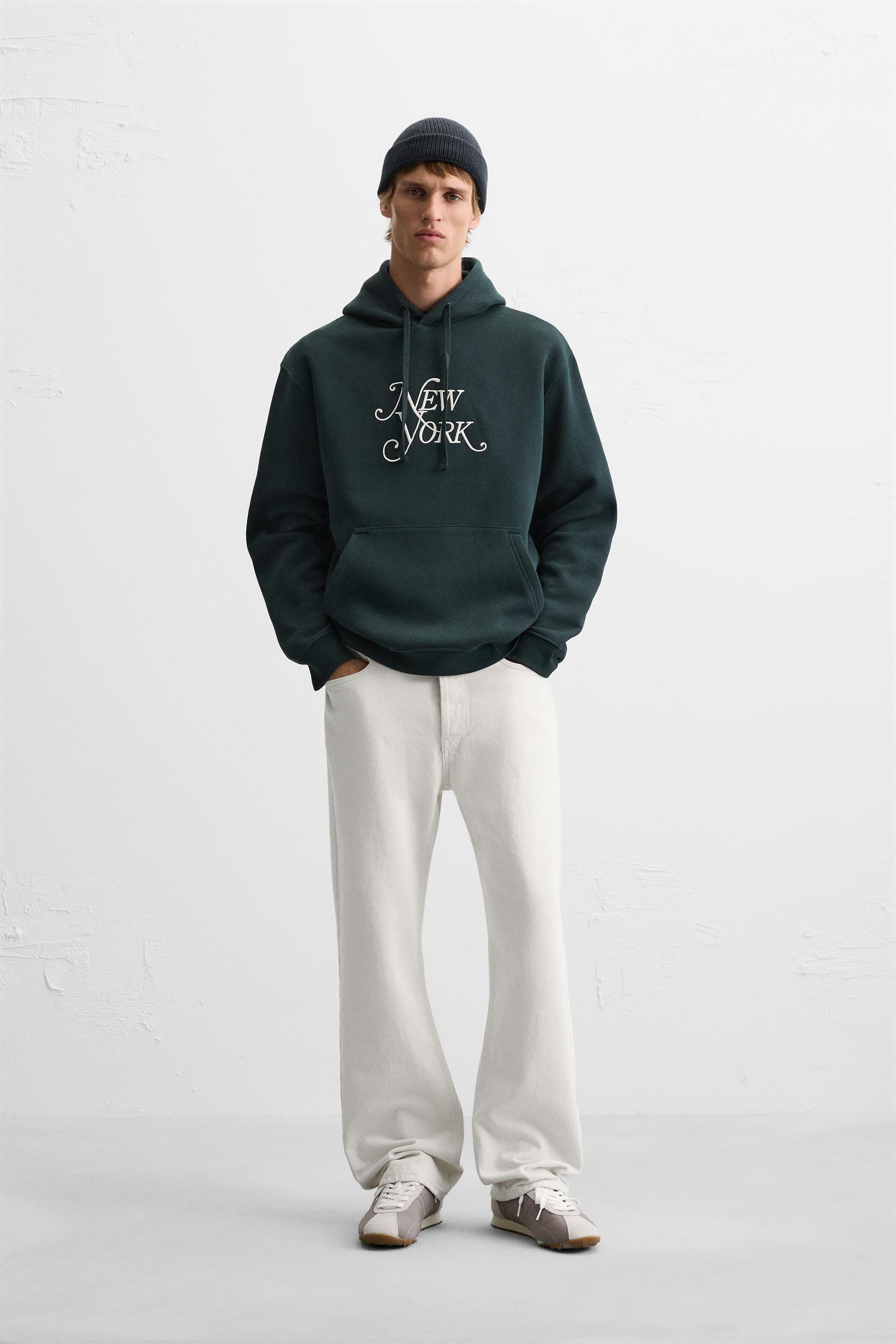 NEW YORK MAGAZINE EMBROIDERED HOODIE - Dark green | ZARA