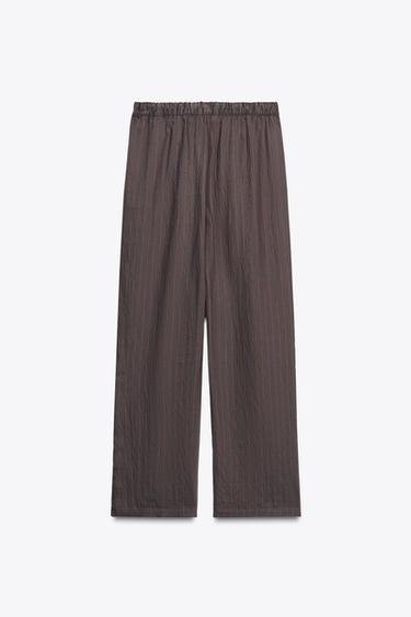 ZW COLLECTION STRIPED PYJAMA TROUSERS - Chocolate brown by Zara - Image 5