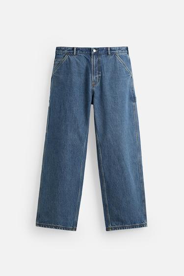 Zara RELAXED FIT CARPENTER JEANS - Blue