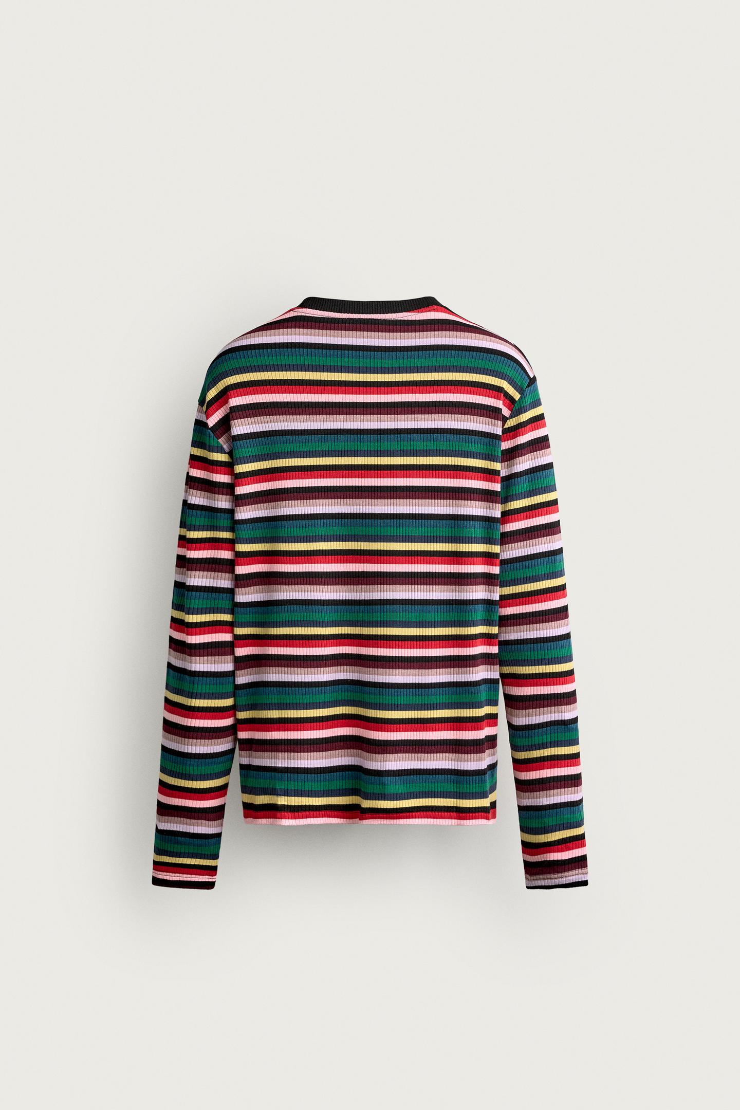 Мужская футболка Zara Striped Relaxed Fit, цвет: Полосатый — фото 9
