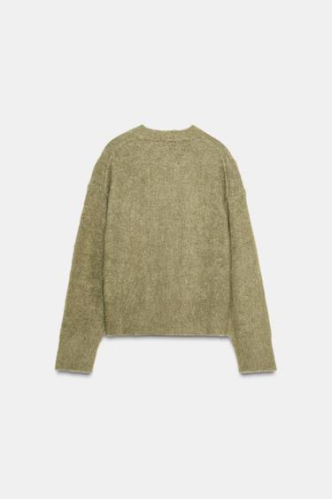 PULL EN MAILLE EFFET BROSSÉ - Kaki de Zara - Image 6