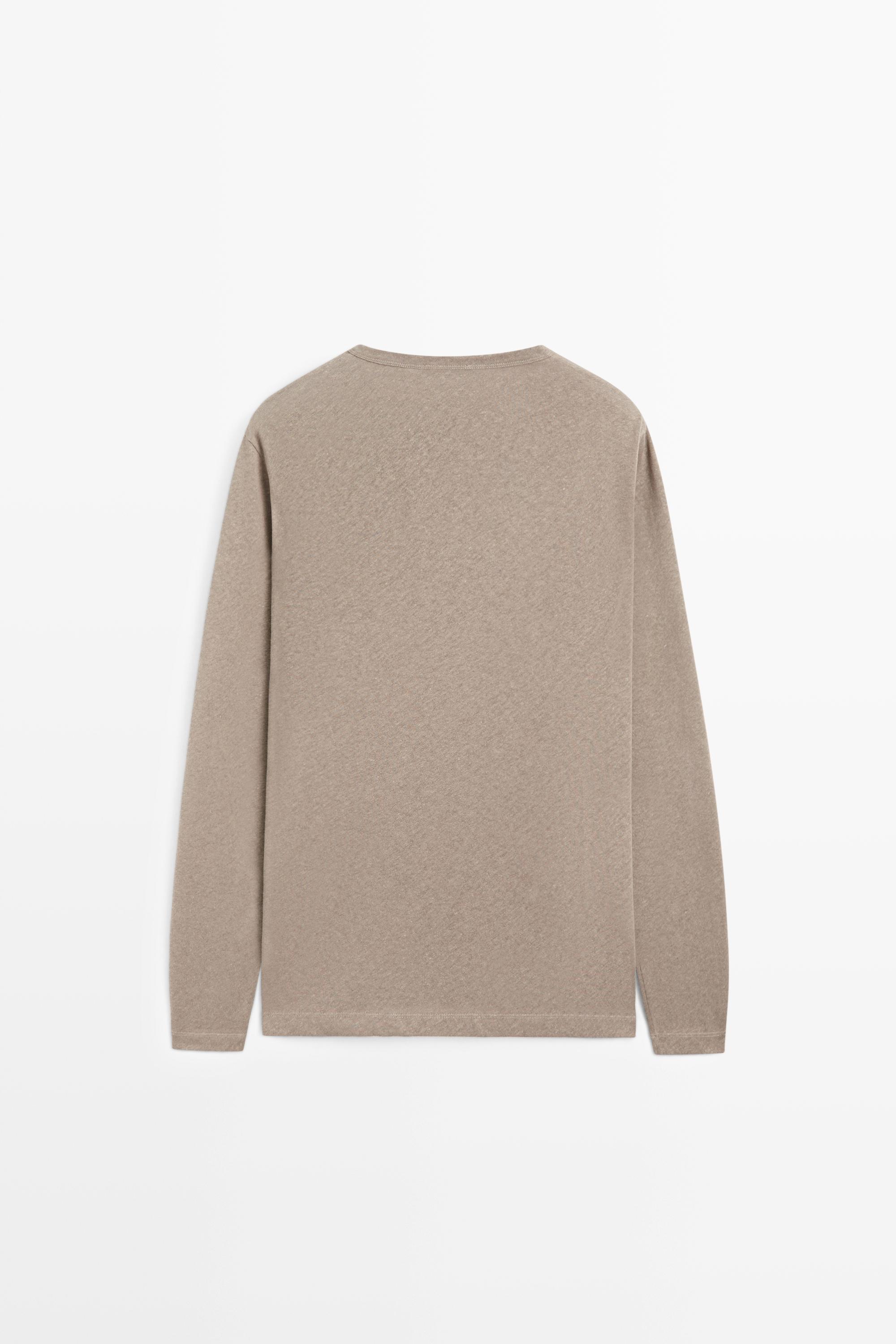 Long sleeve henley neck T-shirt