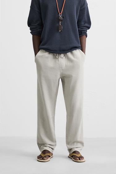 COTTON - LINEN TROUSERS - Light grey by Zara