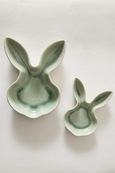 RABBIT STONEWARE BOWL - Grey green by Zara - Image 5