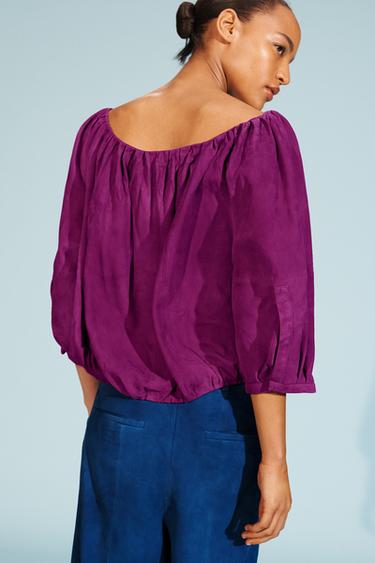 LIMITED EDITION SUEDE LEATHER TOP - Fuchsia by Zara - Image 3