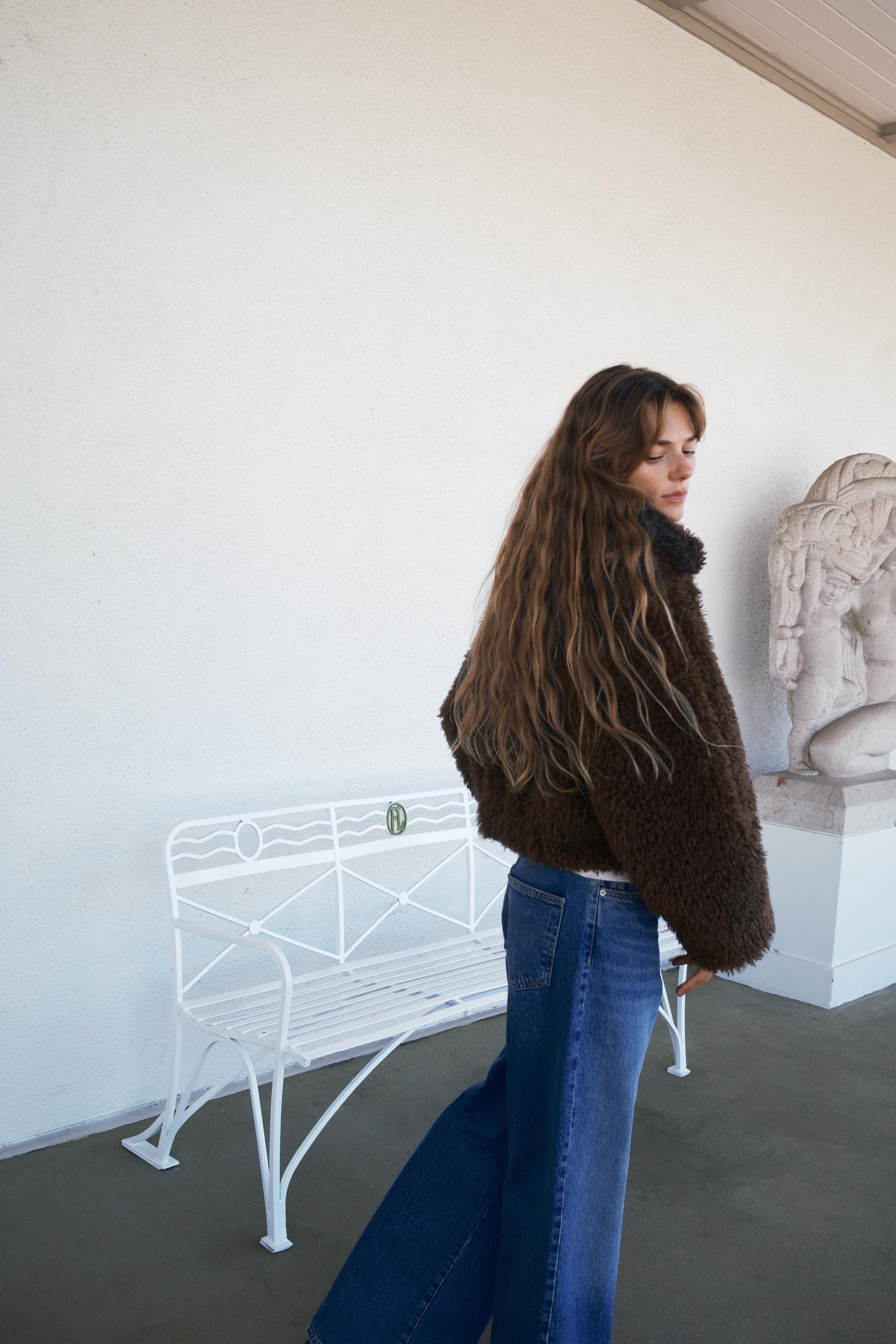 ロングボアクロップドコート - ブラウン | ZARA Japan / 日本