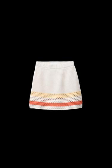 STRIPED KNIT SKIRT - Ecru by Zara