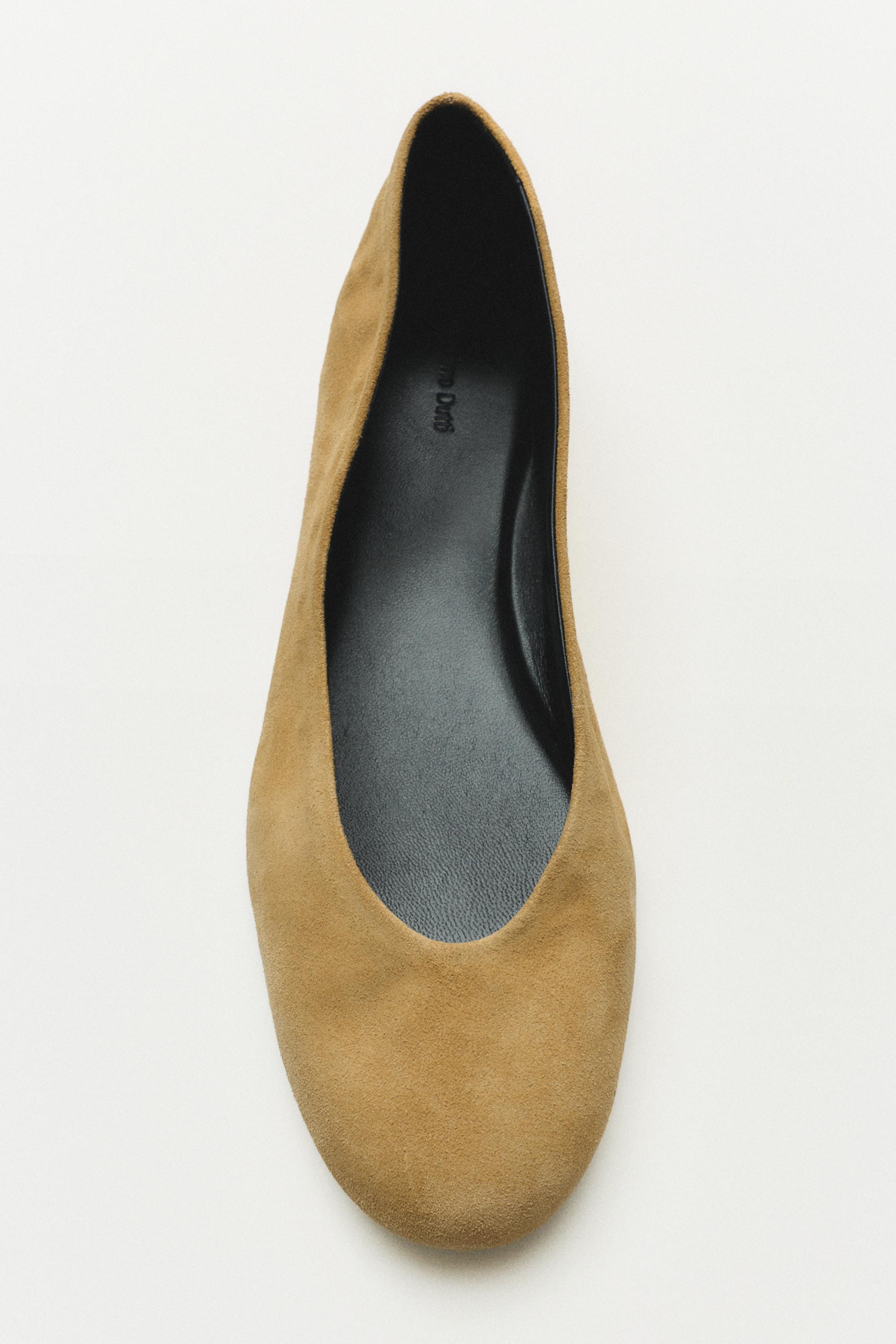 Split leather ballet flats — Mustard Yellow