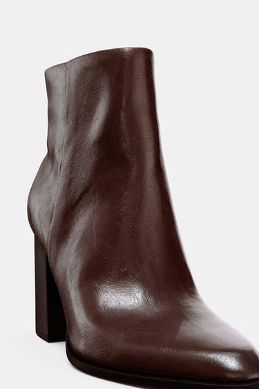 BOTTINES À TALONS LARGES - Bordeaux de Zara - Image 6