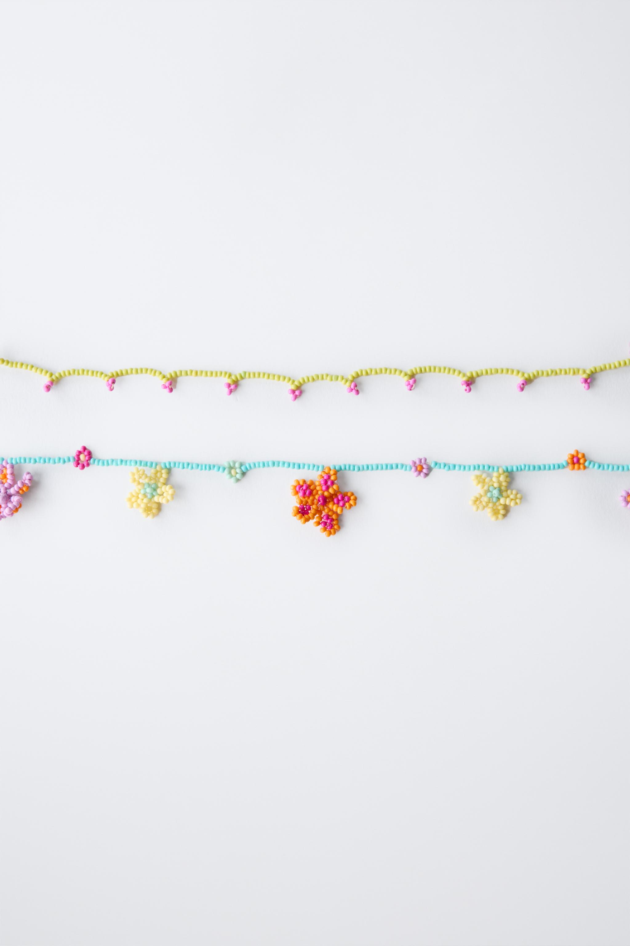 PACK OF TWO NECKLACES WITH FLOWER BEADS - Fuchsia | ZARA South Africa