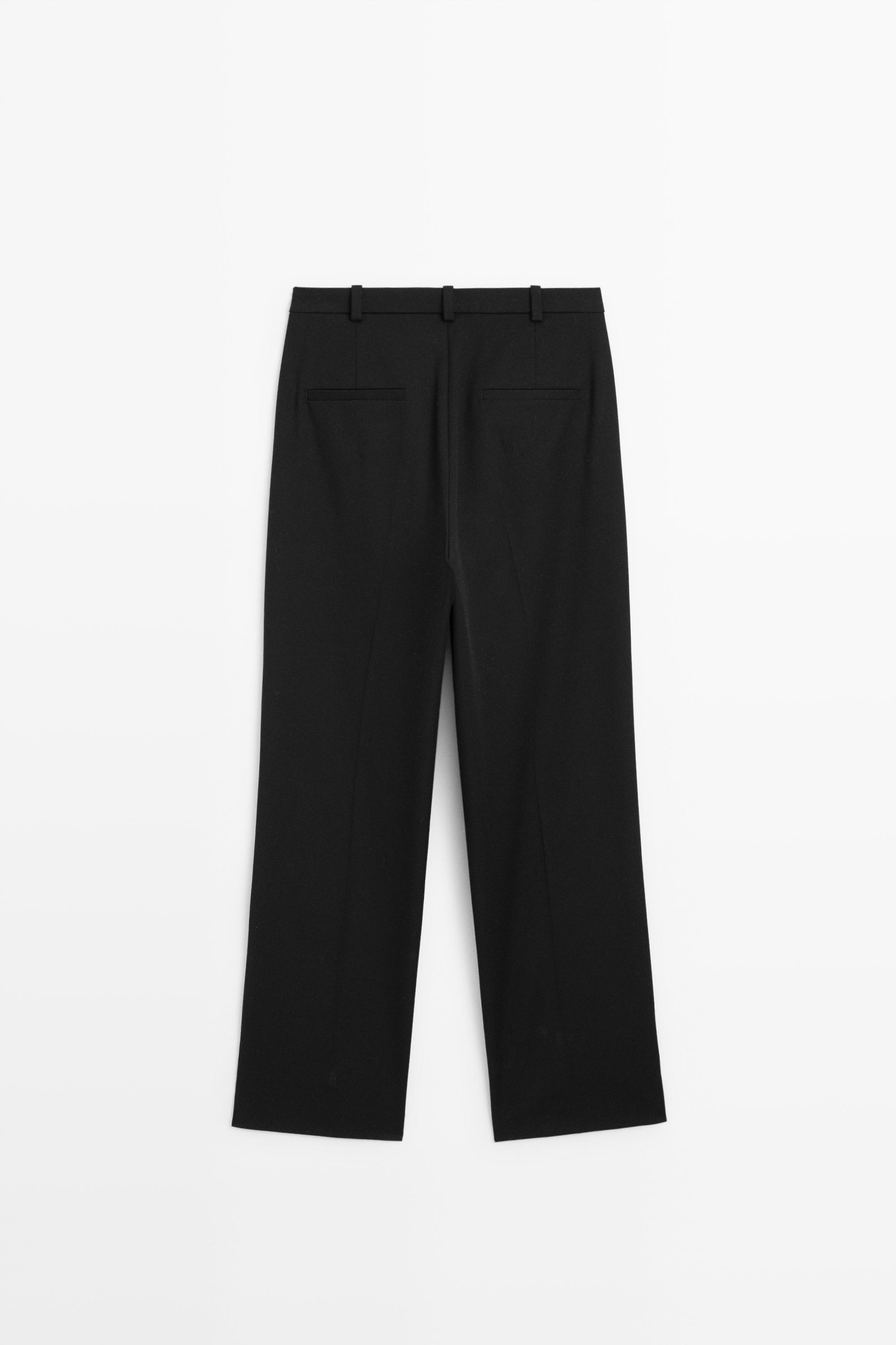 Straight stretch trousers - Navy blue | ZARA United States