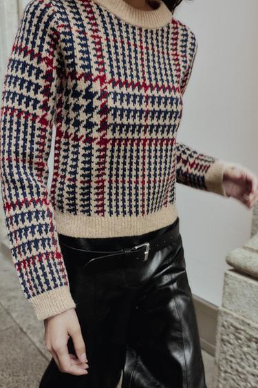 HOUNDSTOOTH WOOL JUMPER - Multicoloured by Zara