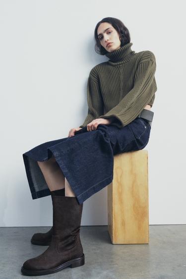 КОЖАНЫЕ БОТИНКИ С ИСКУССТВЕННЫМ МЕХОМ — КОРИЧНЕВЫЙ от Zara — изображение 0