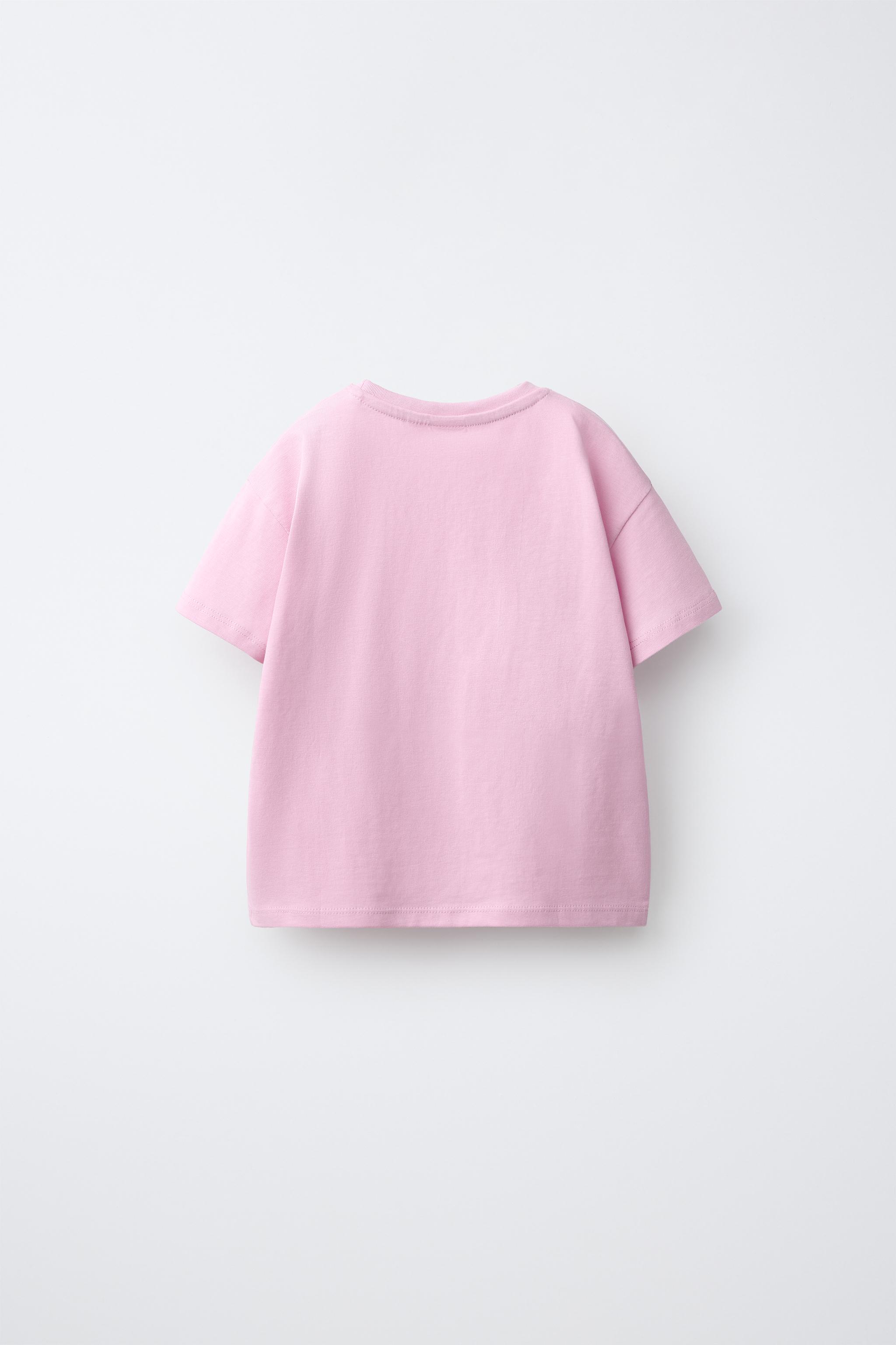 EMBROIDERED HEART PLAIN T-SHIRT — Pink