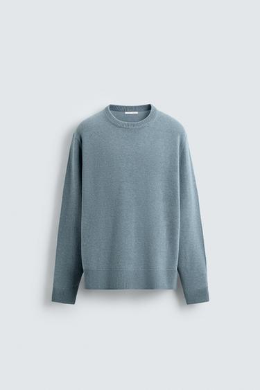 SVETR REGULAR FIT Z VLNĚNÉ SMĚSI - Světle modrá od Zara