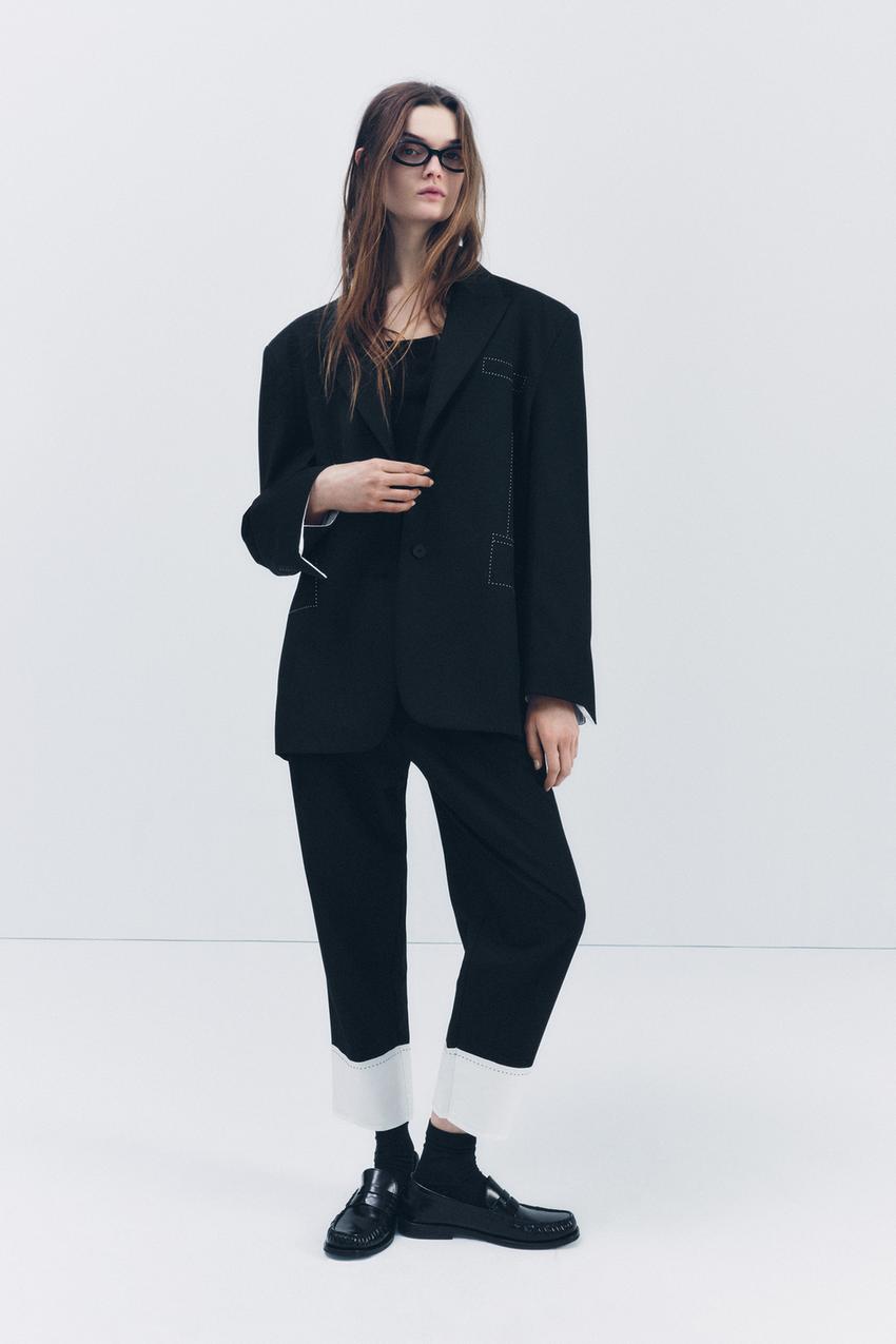 Zara Pants Adult 34 Dres Black Bottom Slack Slim Work Business Formal Office