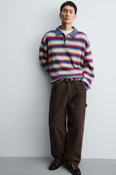 STRIPED JACQUARD KNIT POLO SHIRT - Multicoloured by Zara - Image 4