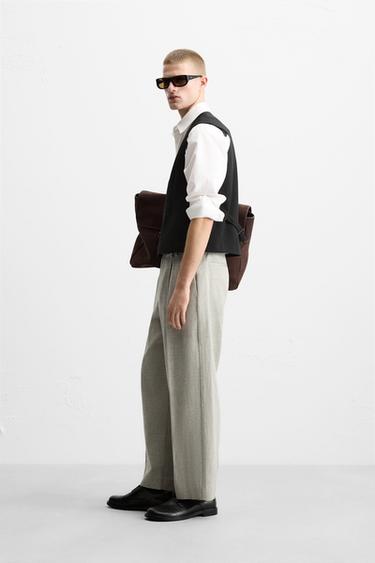 TEXTURED LINEN SUIT TROUSERS - Ecru / Black by Zara - Image 3