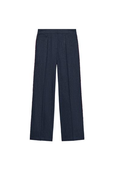 PANTALÓN RECTO PASAMANERÍA - Azul de Zara