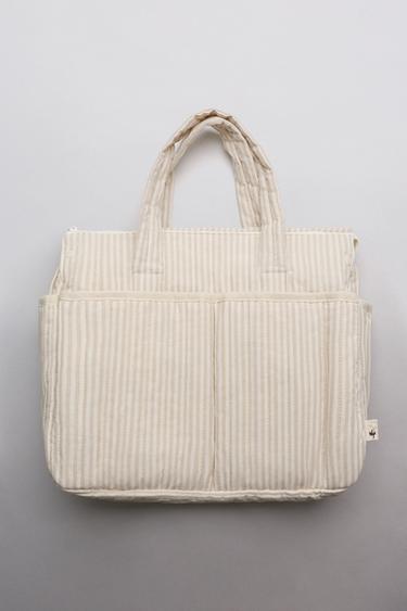 SAC DE MATERNITÉ À RAYURES - Marron camel de Zara