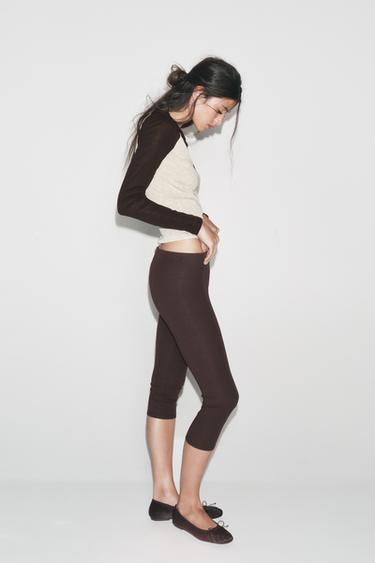PANTALON CAPRI SANS COUTURE - Chocolat de Zara - Image 2