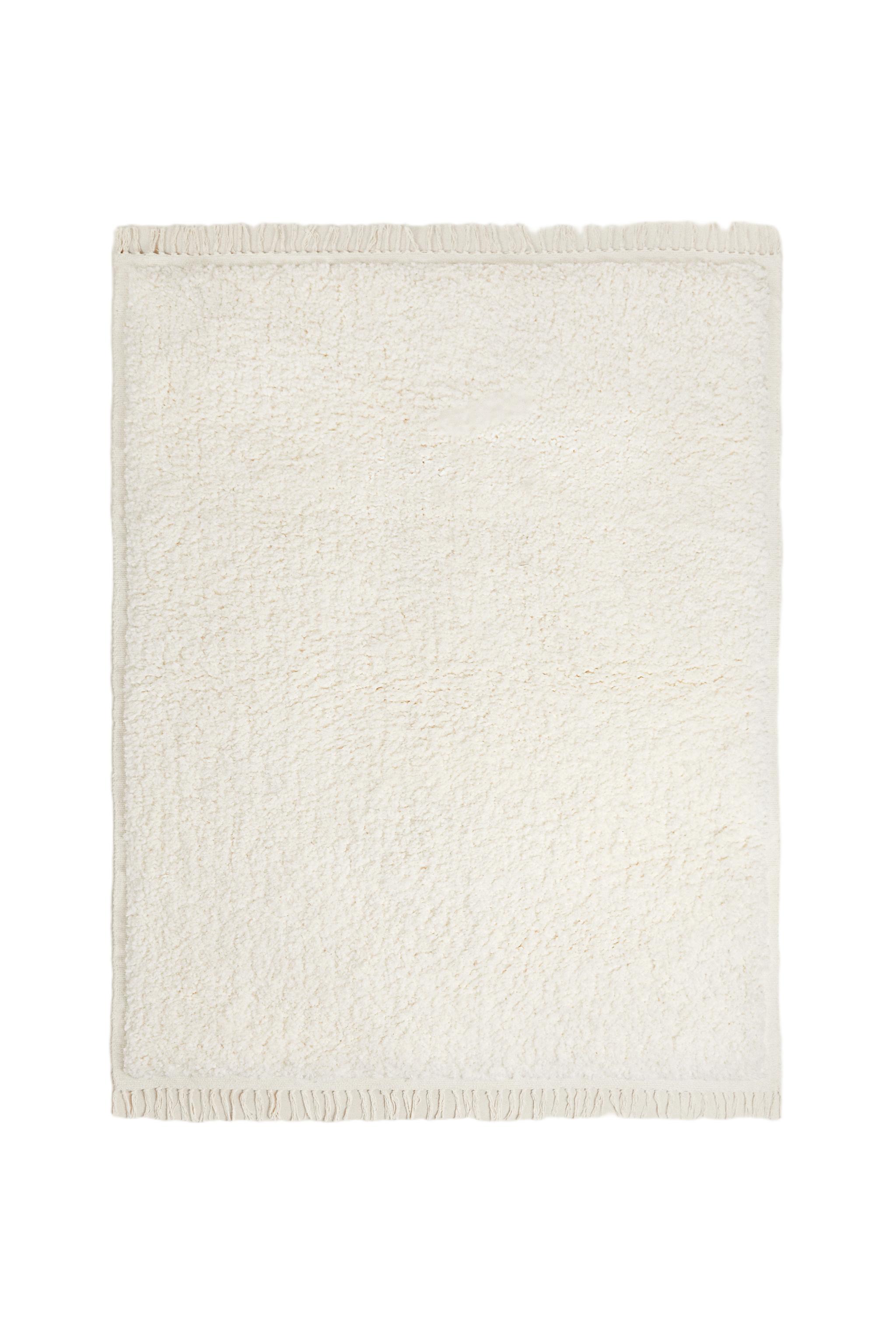 RECTANGULAR TEXTURED COTTON AREA RUG - White | ZARA Canada