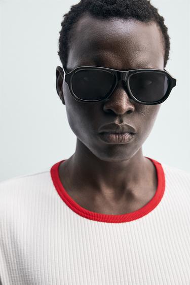 RIBBED T-SHIRT WITH CONTRAST PRINT - White by Zara - Image 4