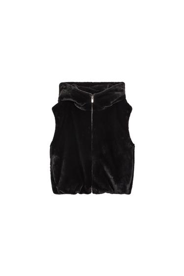 FAUX FUR HOODED VEST