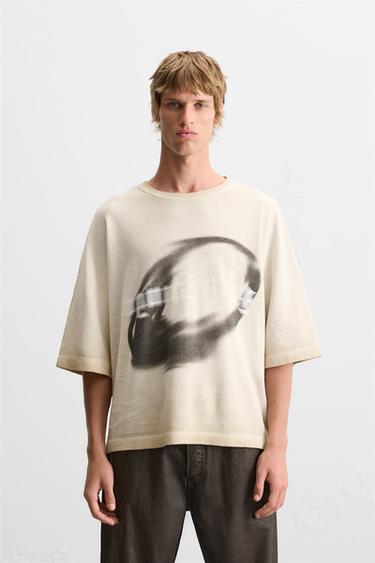 WASHED KNIT T-SHIRT - Ecru by Zara