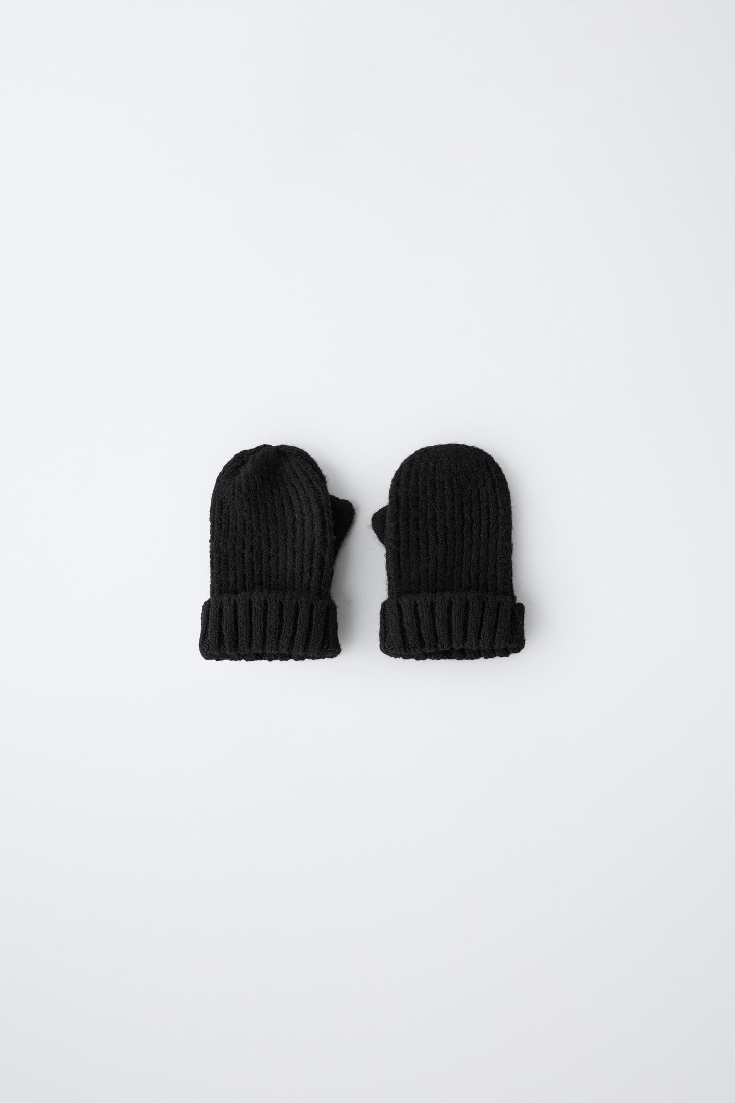 Детские перчатки Zara Plain Knit Mittens, цвет: Чёрный
