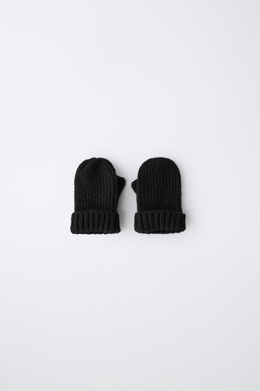 Zara 素色針織連指手套 - 黑色