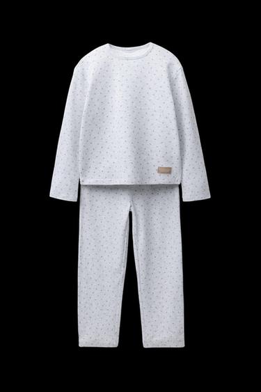 6-14 YEARS/ WAFFLE-KNIT FLORAL PYJAMAS - Grey marl by Zara - Image 0