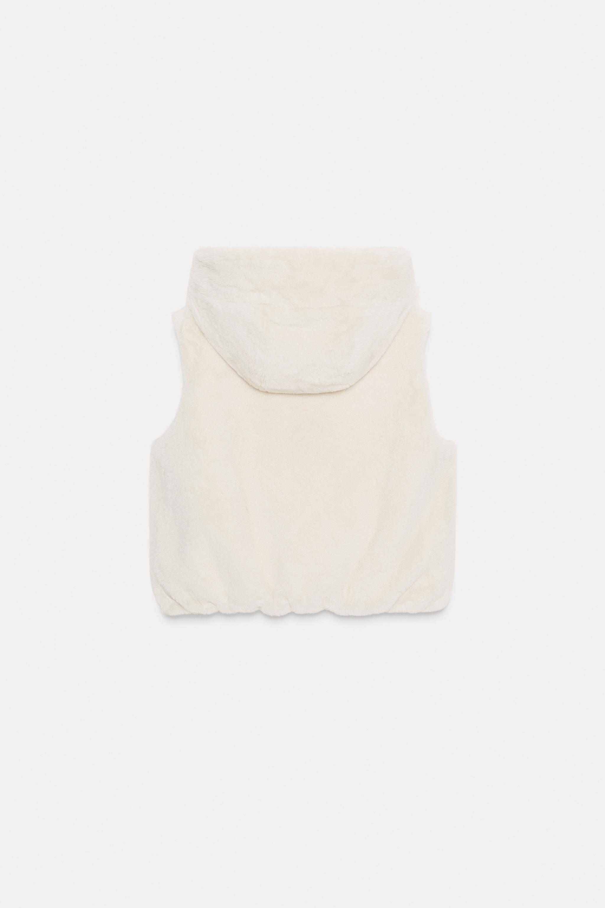 フェイクファーフードベスト - エクリュ | ZARA Japan / 日本