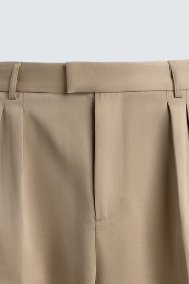 PANTALON COUPE DÉCONTRACTÉE À PLIS - Beige de Zara - Image 7