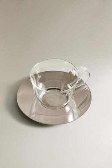 BOROSILICATE GLASS TEACUP AND SAUCER - 990 by Zara - Image 1