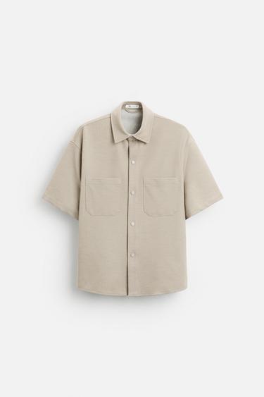 جاكيت قميصي مريح - رمل الخاص بـ Zara
